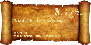 Mazák Örkény névjegykártya